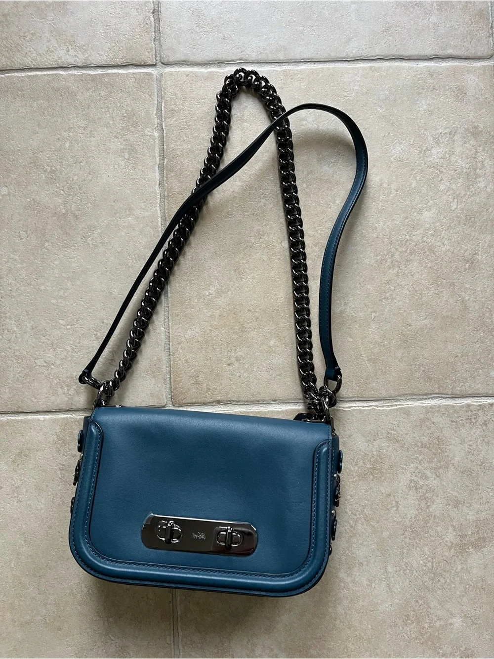 Coach Swagger 20 Willow Floral Tea Rose Leather Crossbody Bag